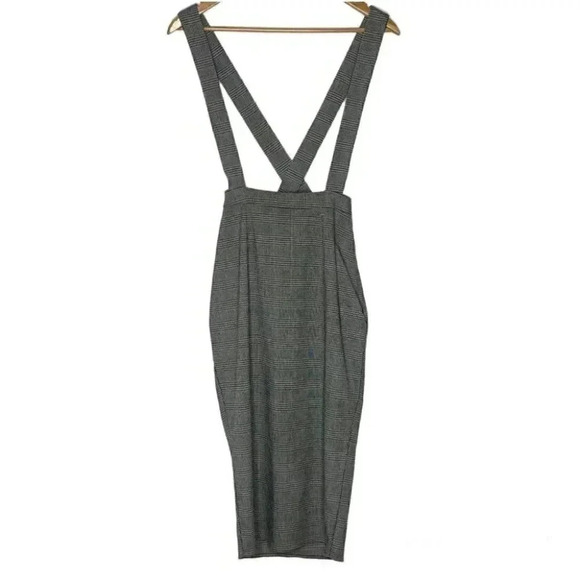 Forever 21 Dresses & Skirts - Forever 21 pinafore suspender plaid pencil skirt midi Sz small